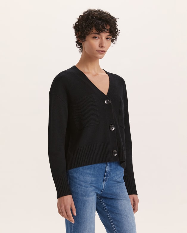 Black woolen cardigan discount