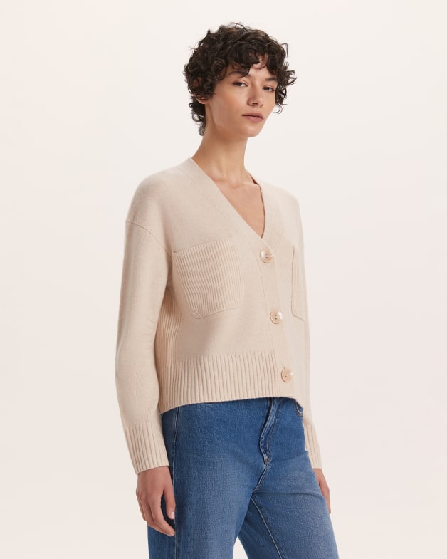 Nora Wool Cashmere Cardigan in Sand SABA