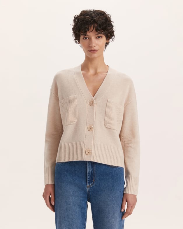 Nora Wool Cashmere Cardigan in Sand SABA