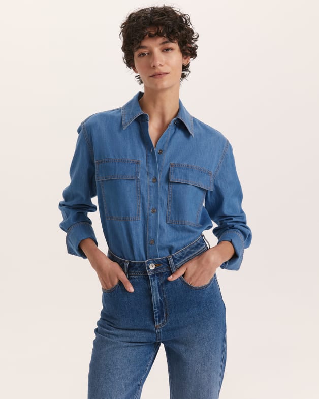 Long sleeve denim shirt dress cheap