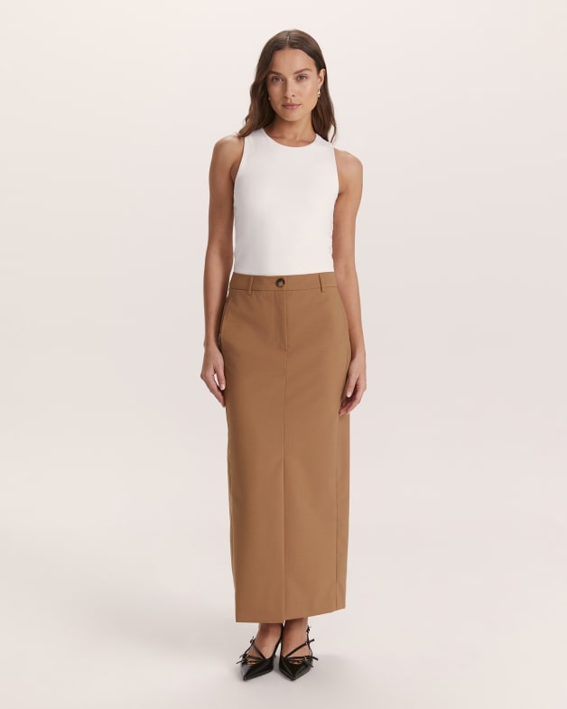 Long camel wool skirt shop