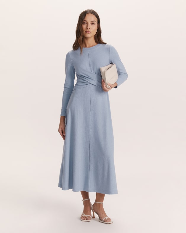 Twist front long sleeve dress top