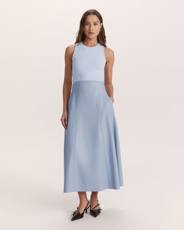 Blue faux leather skirt hot sale