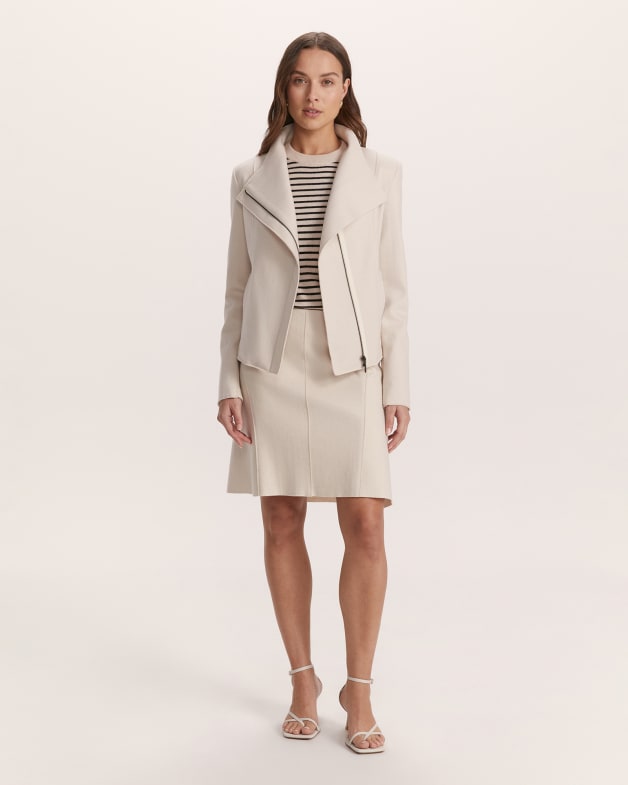 Wool moto jacket women's top
