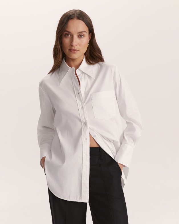 White oversized shirt womens outlet