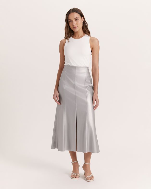 Silver midi skirt on sale