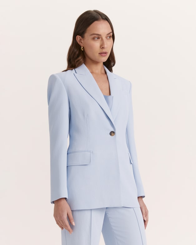 Dharma Stitch Detail Blazer in Light Blue SABA