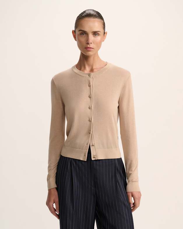 Samiah Silk Blend Cardi in Beige SABA