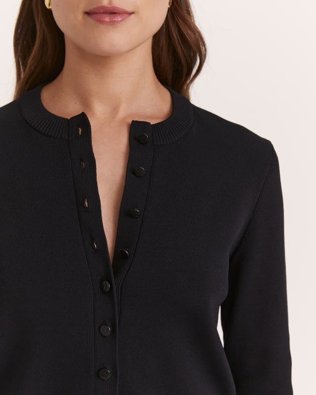 Mia Milano Knit Cardigan in Black SABA