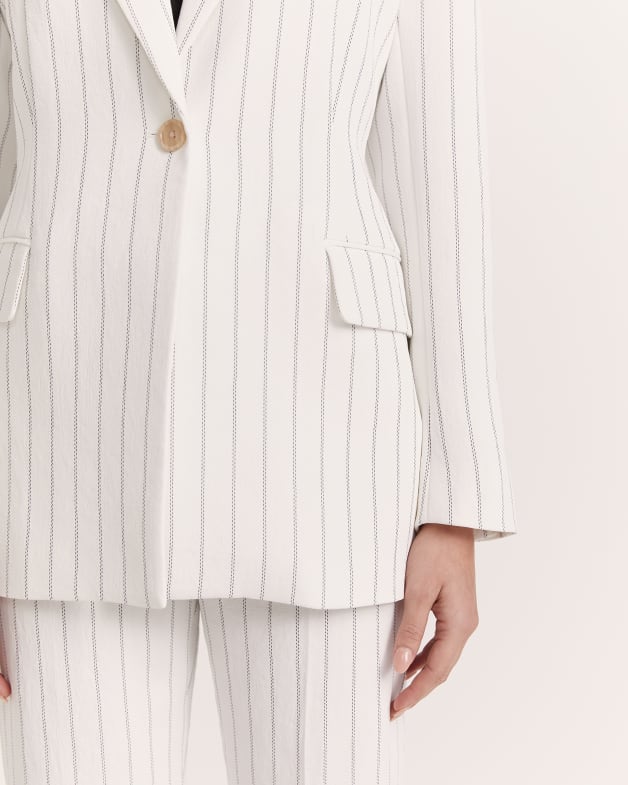 White blazer with black pinstripes sales