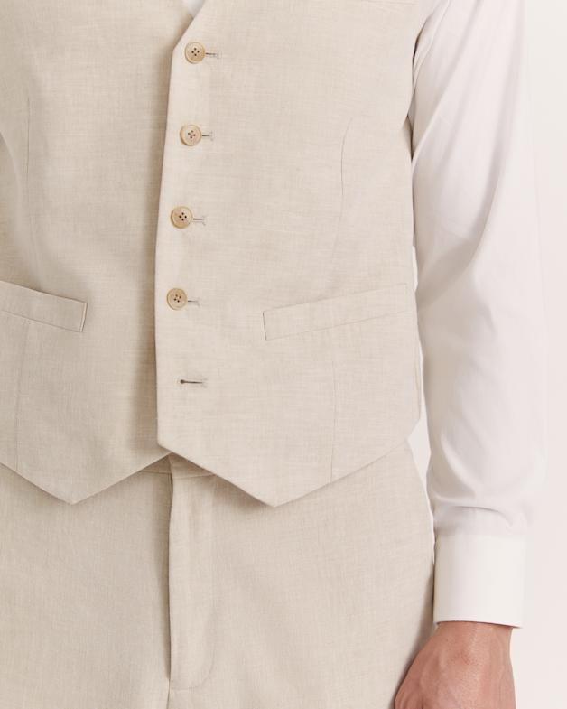 Elias Cotton Linen Waistcoat in Oatmeal SABA