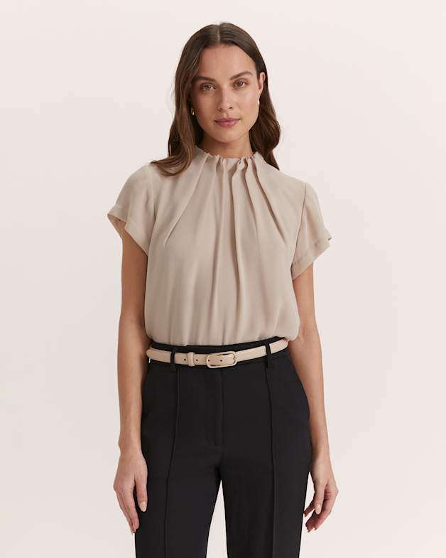 Black high neck short sleeve top clearance
