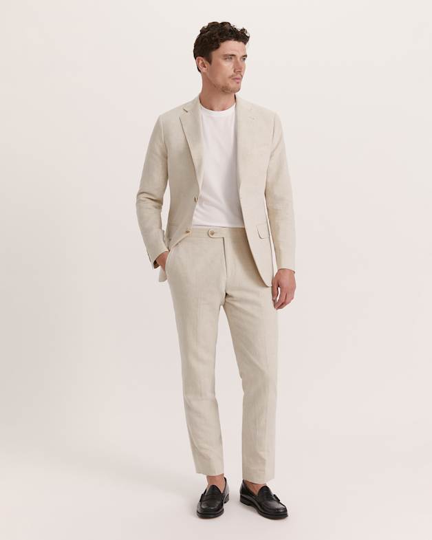 Elias Linen Cotton Side Adjuster Pant in Oatmeal SABA