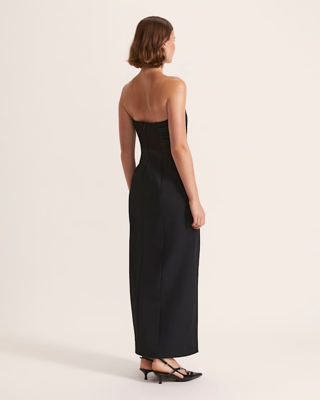 Dharma Strapless Midi Dress in Black SABA