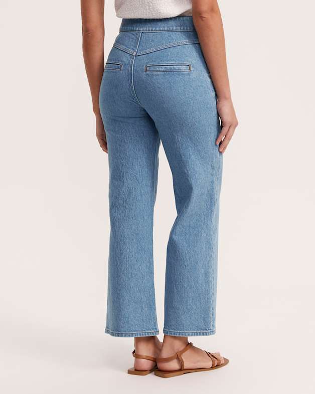 Cara Wide Leg Jean in Mid Blue SABA