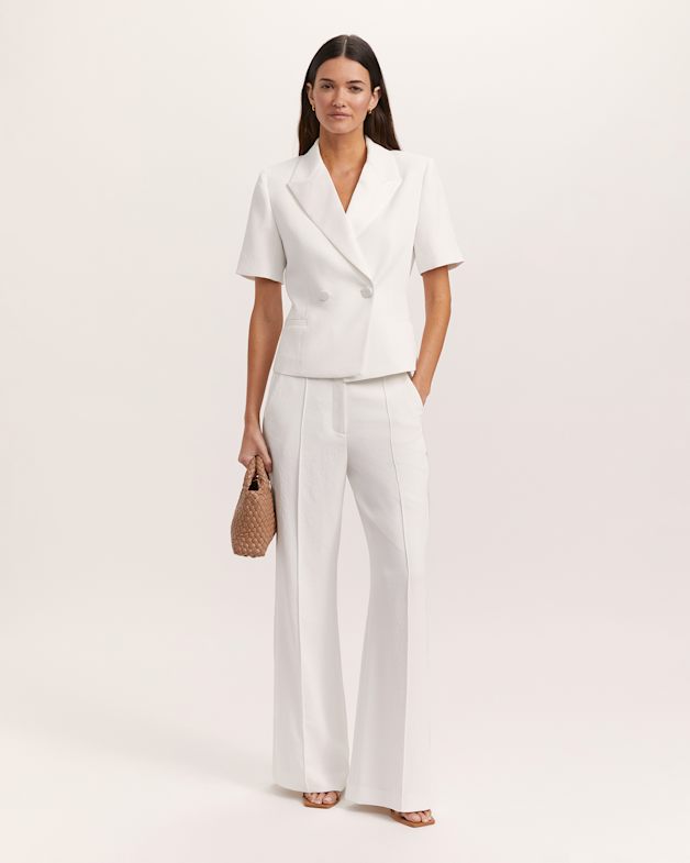 Dharma Cropped Short Sleeve Jacket in Alabaster SABA