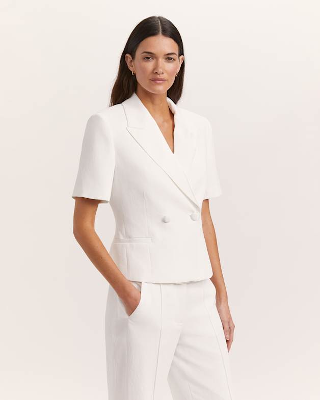 White short sleeve jacket top