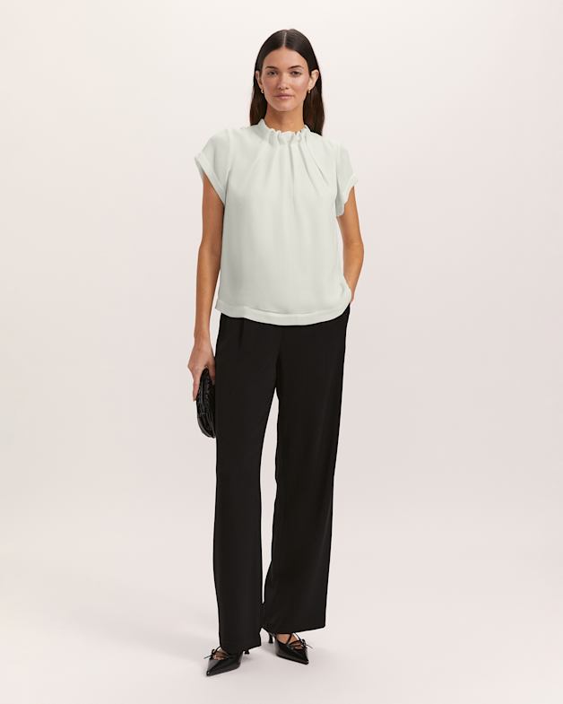 Black high neck short sleeve top clearance