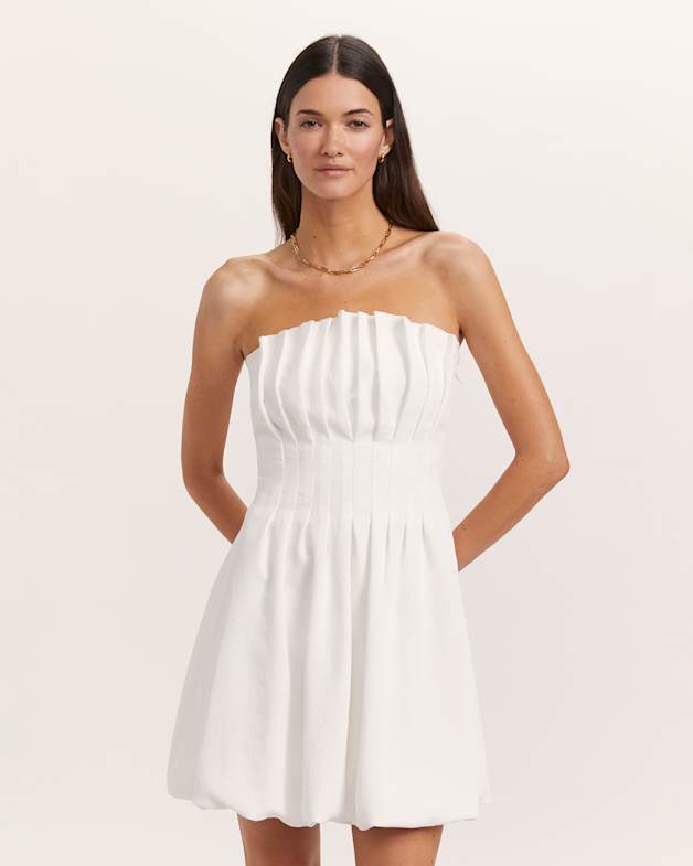 Dharma Bubble Mini Dress in Alabaster SABA