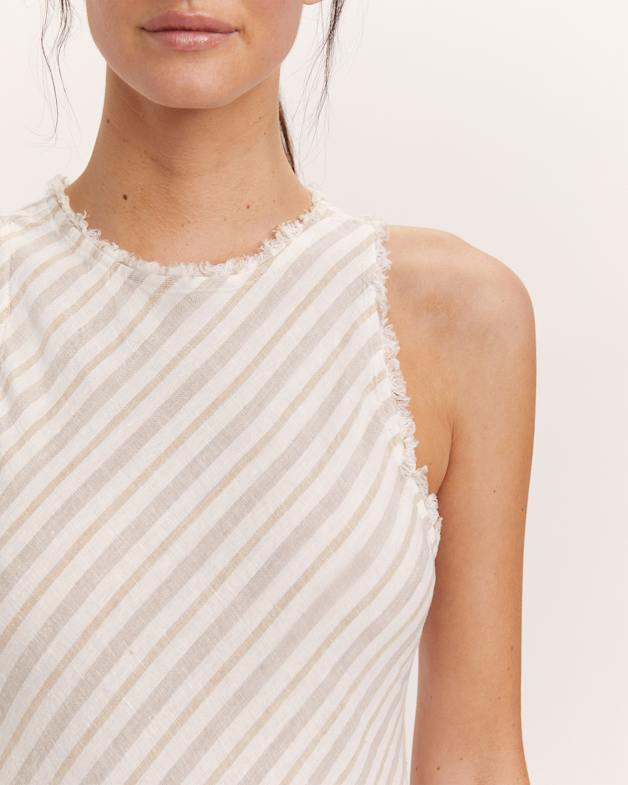 Stripe linen midi dress cheap
