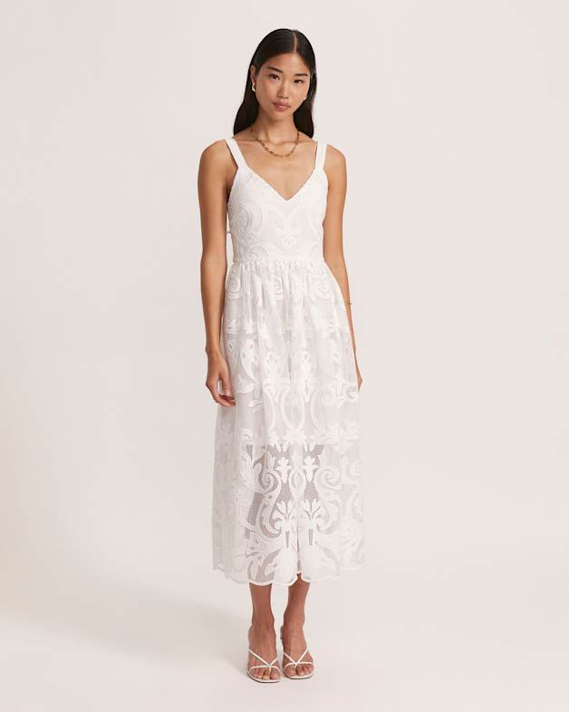 Rielle Midi Dress in White SABA
