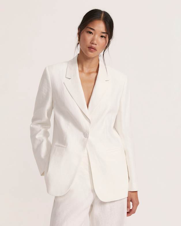 White linen jacket ladies best sale