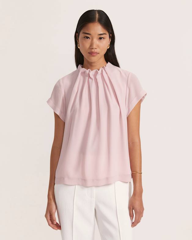 High neck cap sleeve top deals
