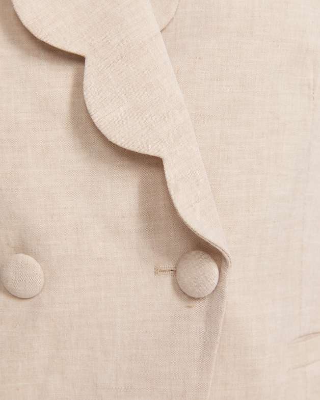 Sienna Linen Scalloped Jacket in Oatmeal Melange SABA