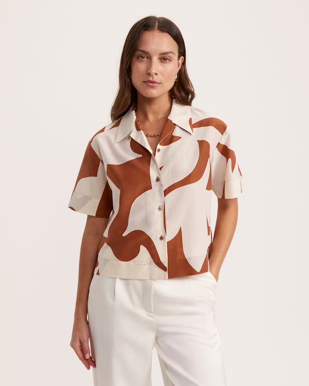 Silk short sleeve button up online