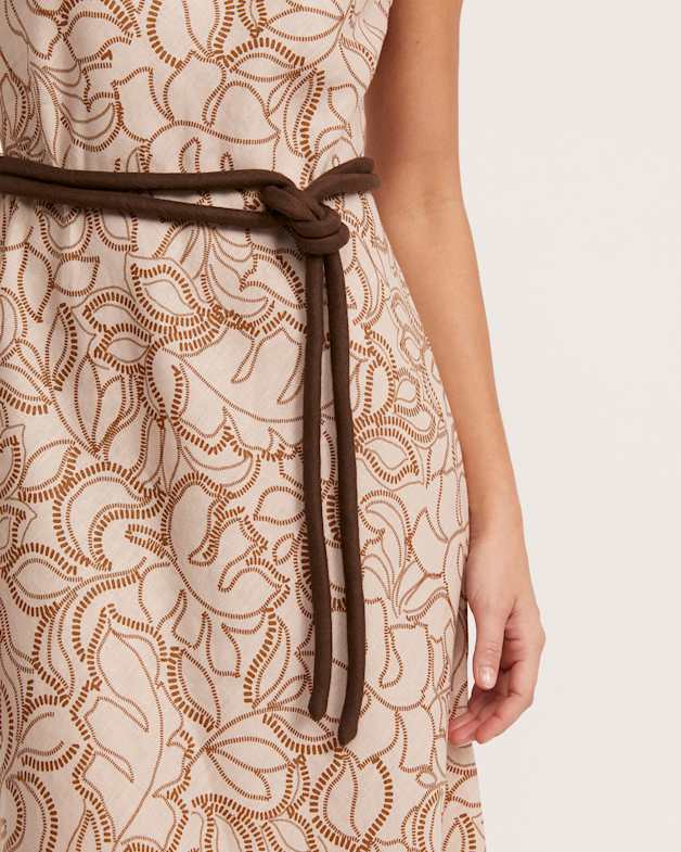 Juni Linen Bias Midi Dress in Multi SABA