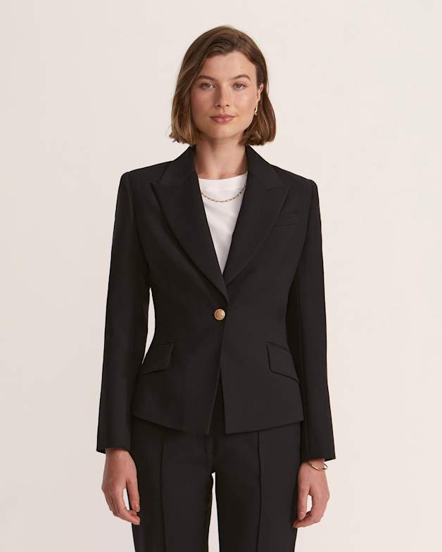 Celeste Fitted Wool Jacket in Black SABA