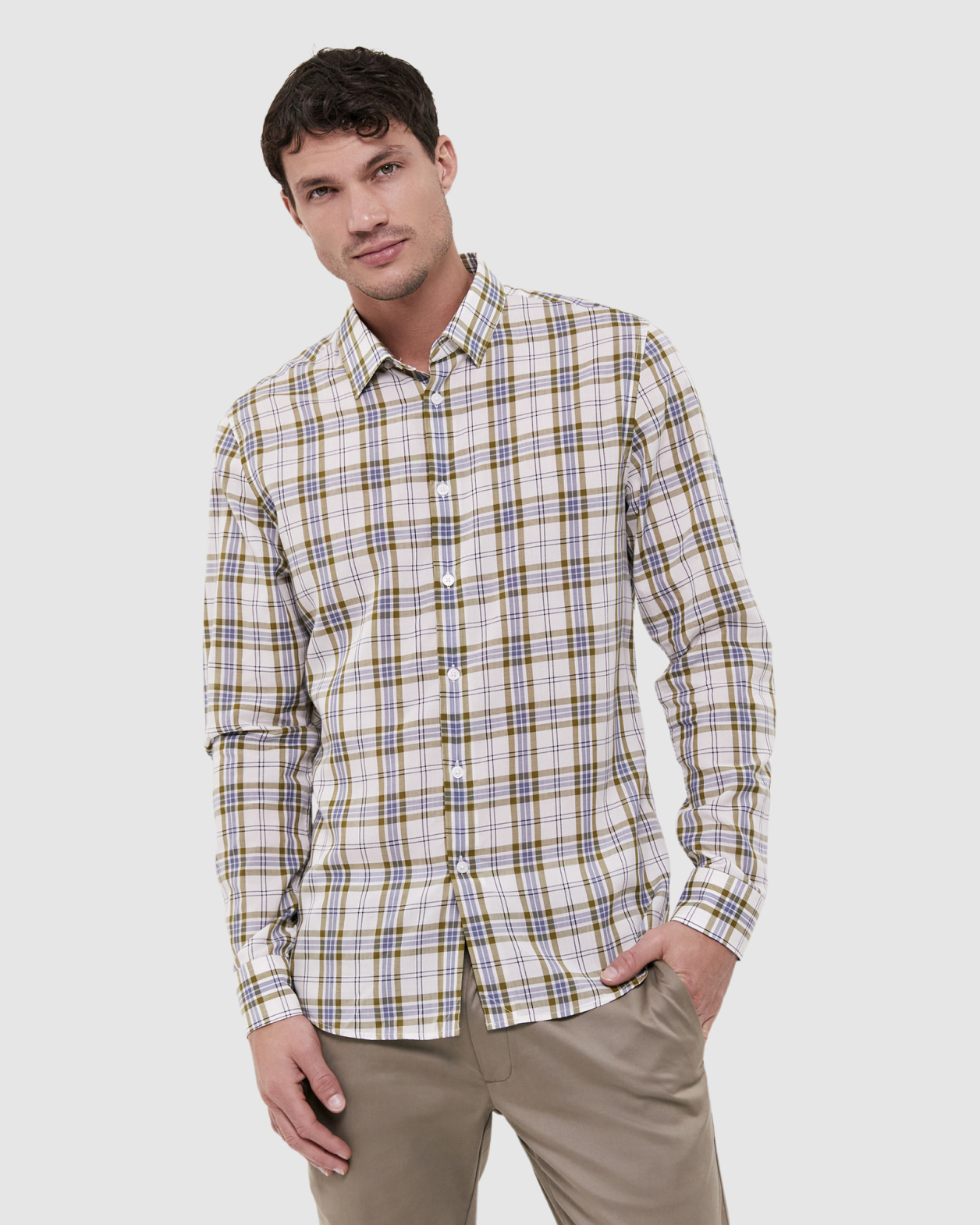 Kerrs Long Sleeve Classic Check Shirt in MOSS