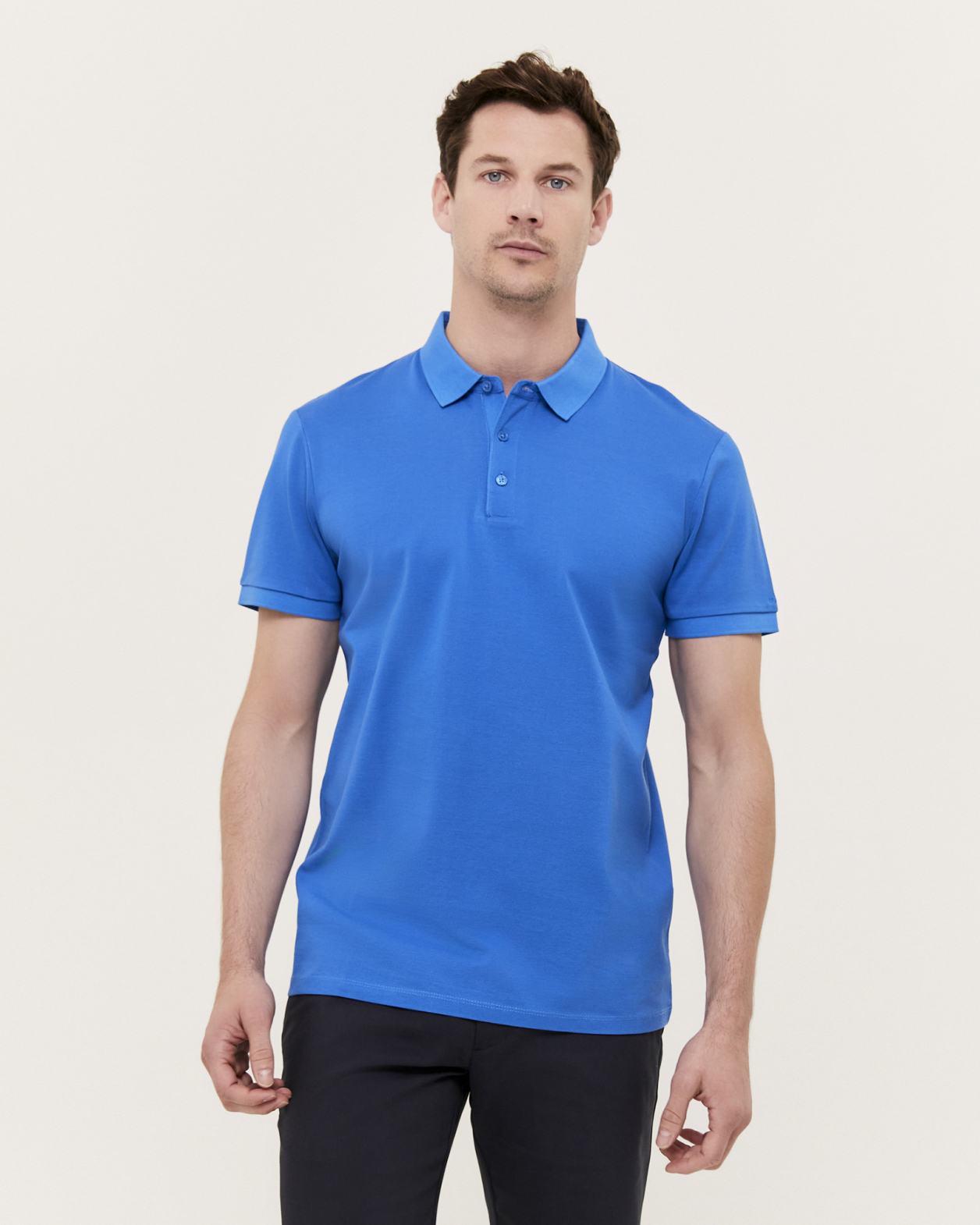 Liam Double Mercerised Polo in COOL BLUE