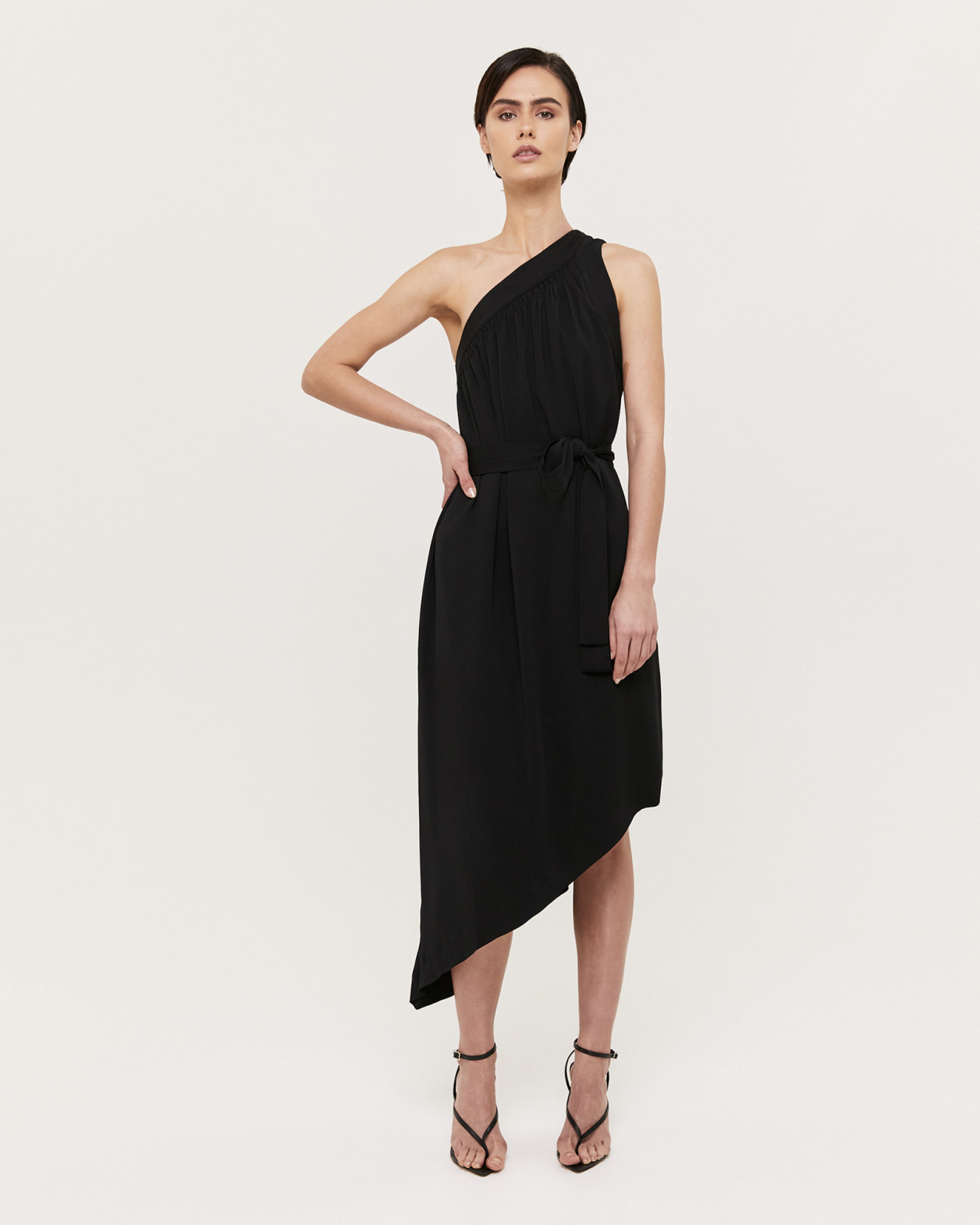 Isadora One Shoulder Dress in BLACK