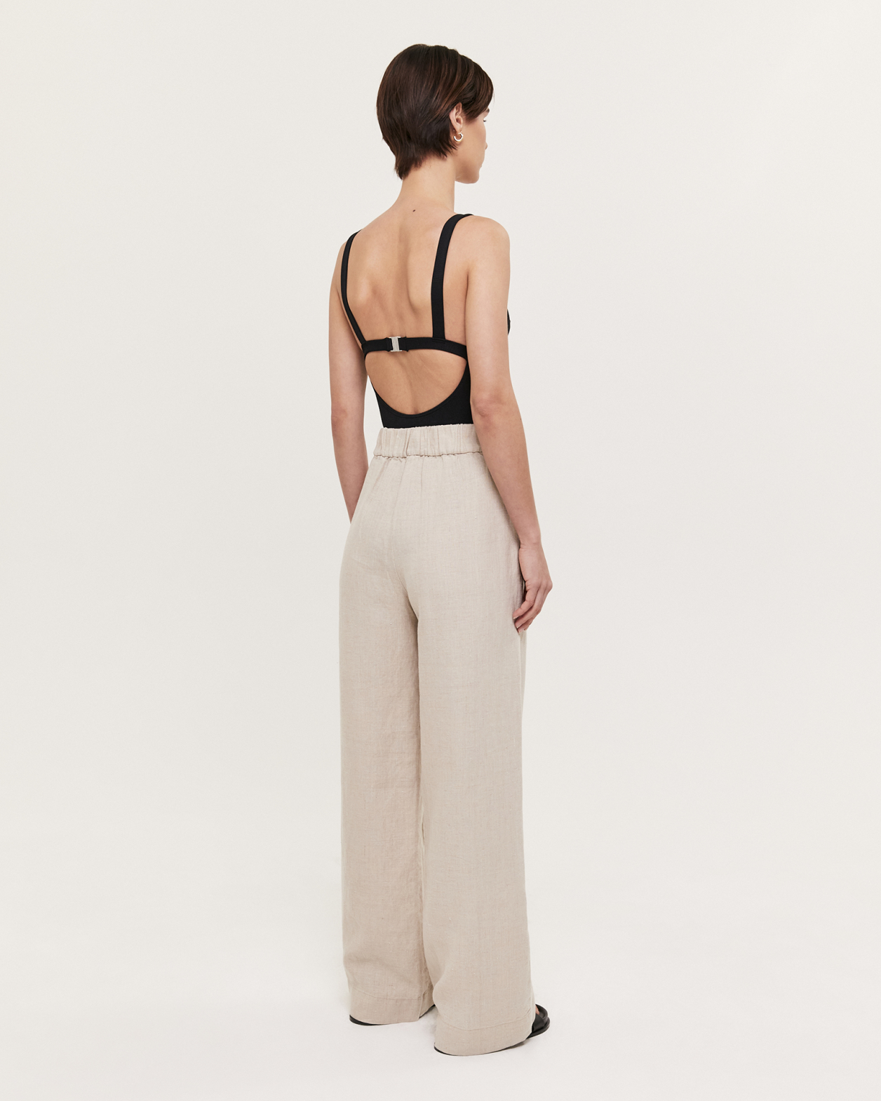 Lila Linen Detailed Pant in OATMEAL