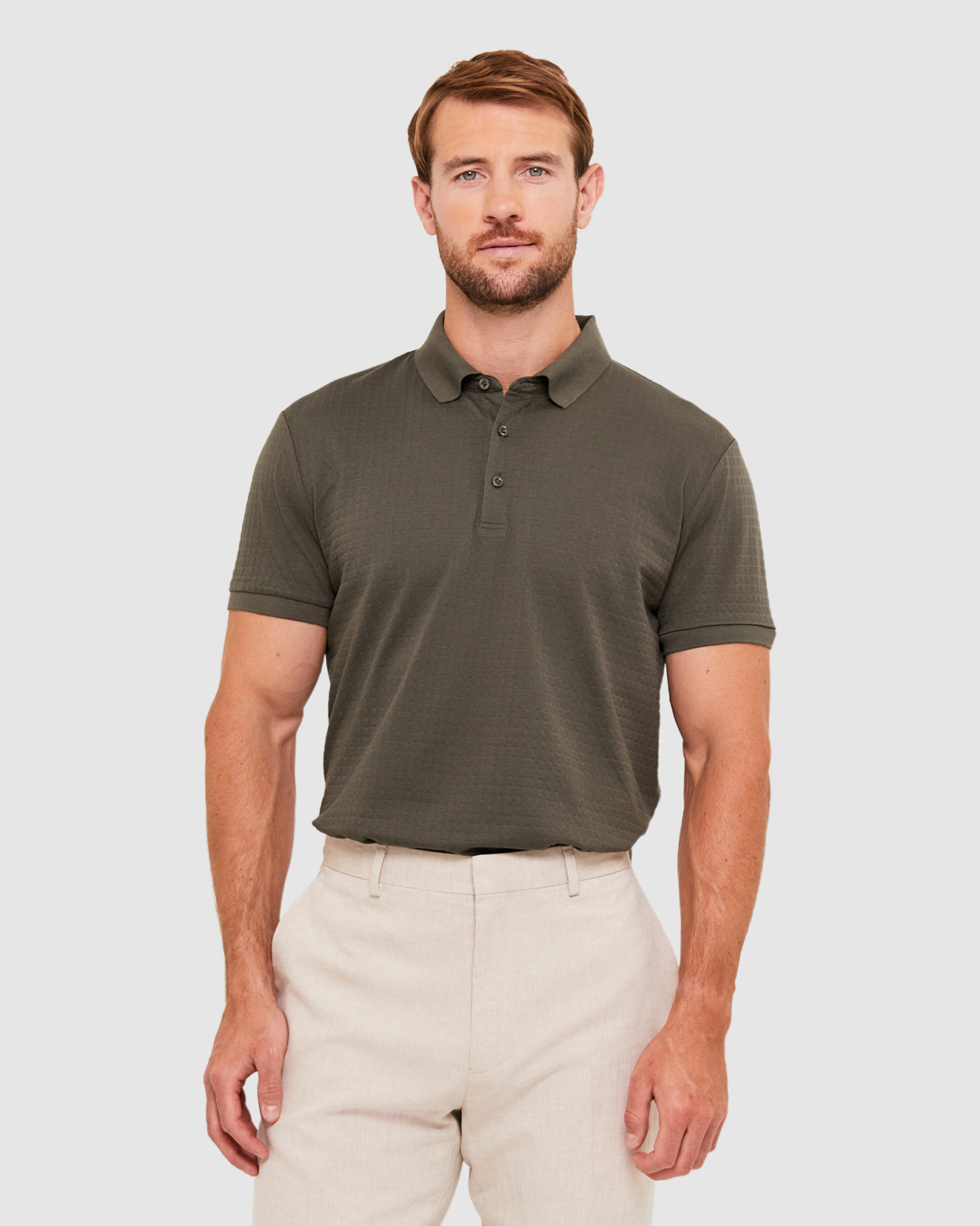 Carlos Textured Polo in MILITARY