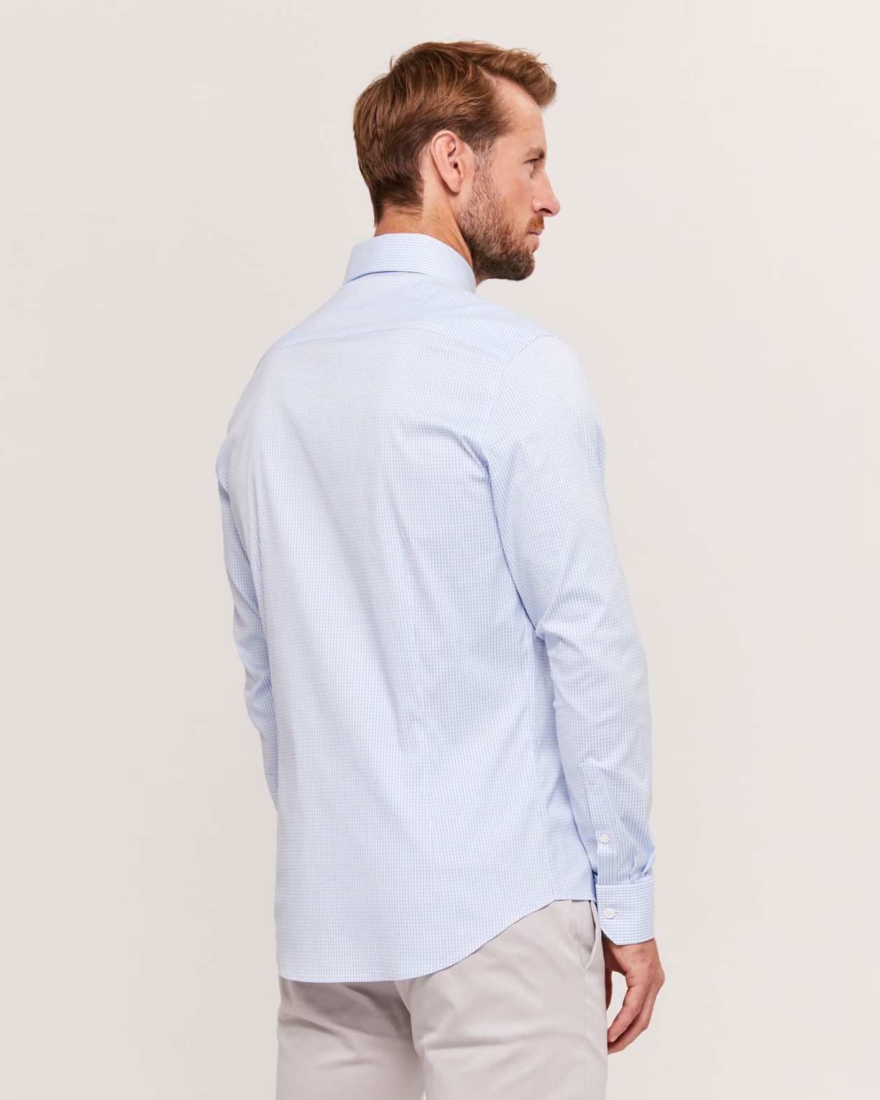 Turrell Long Sleeve Slim Check Shirt in LIGHT BLUE