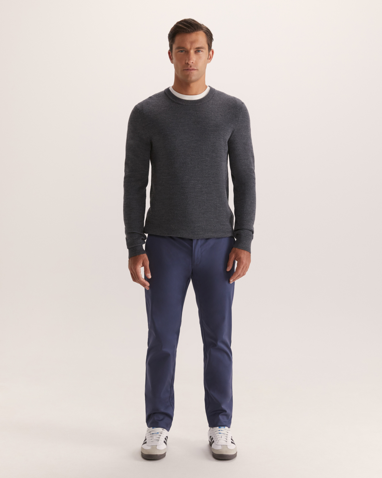 Samuel Wool Blend Crew Neck Knit in CHARCOAL