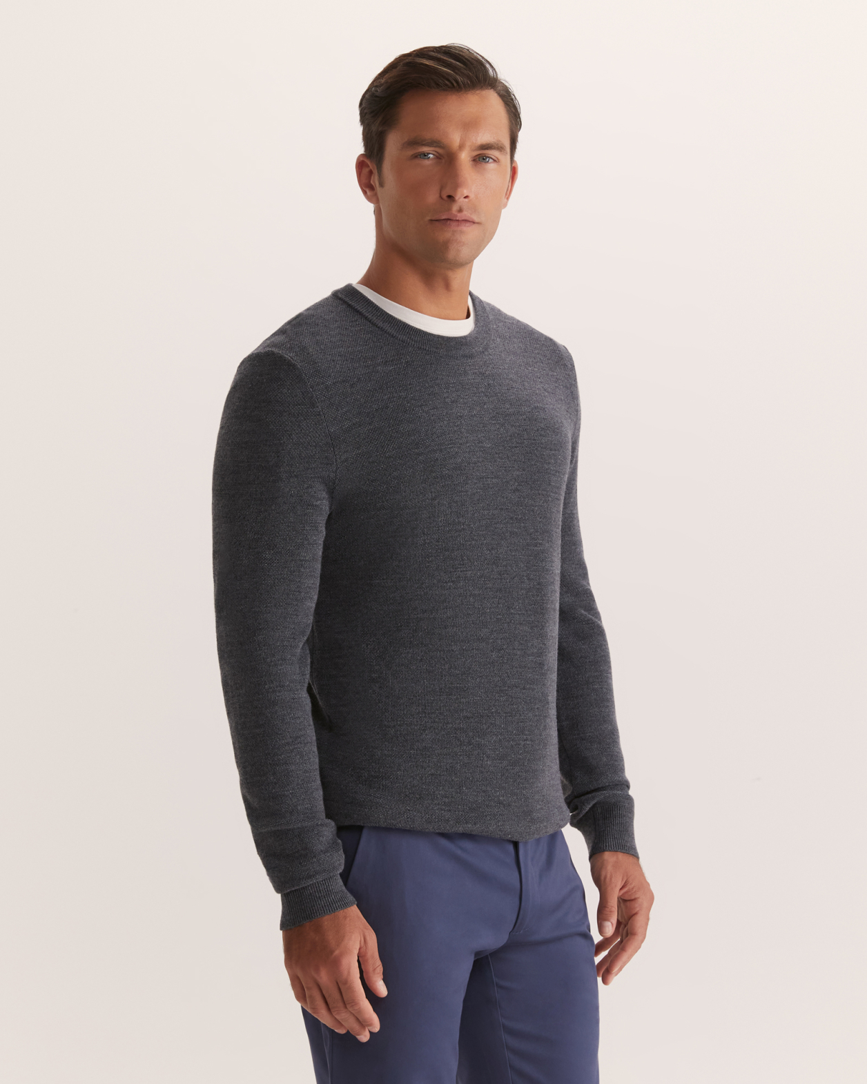 Samuel Wool Blend Crew Neck Knit in CHARCOAL