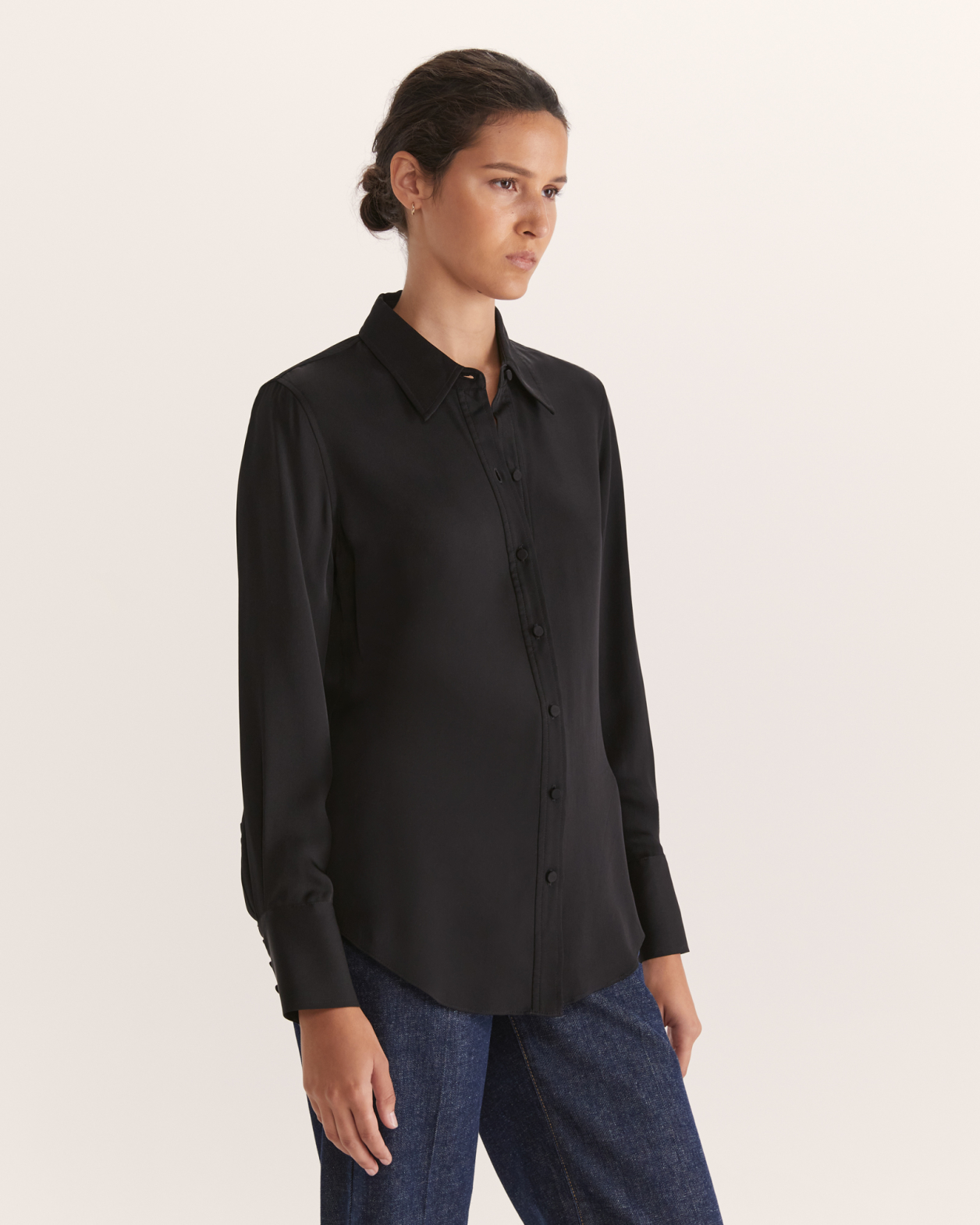 Sam Silk Cuff Shirt in BLACK