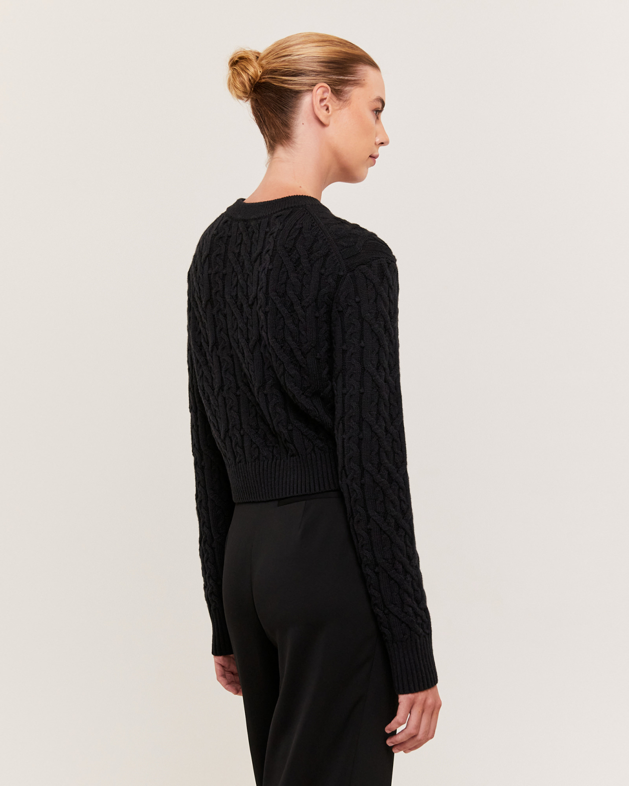 Ariana Cable Crop Cardigan in BLACK