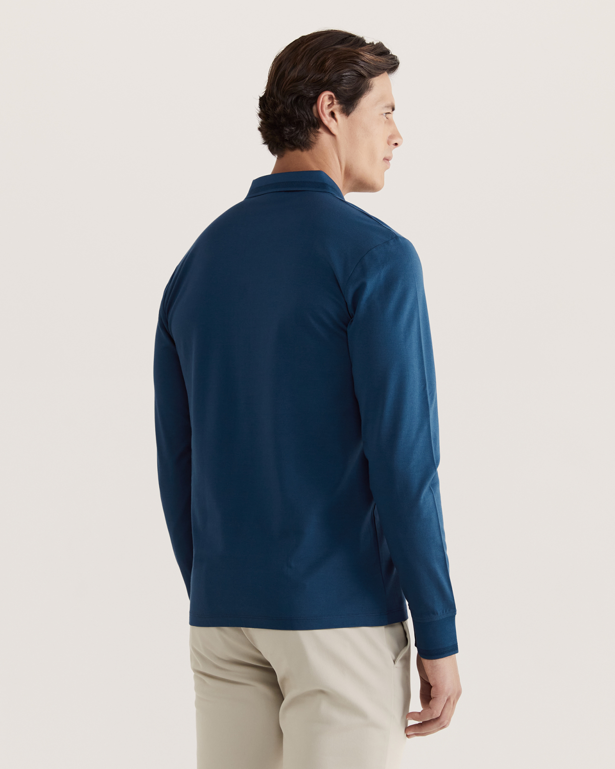 Andy Long Sleeve Polo in MID BLUE