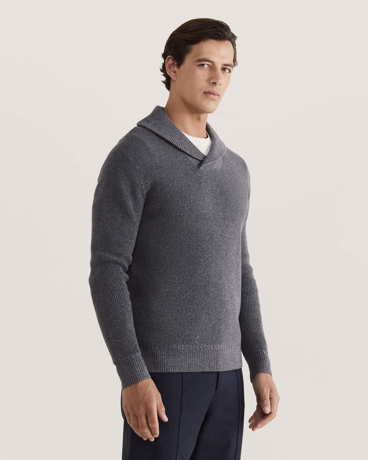 Angus Shawl Neck Knit in CHARCOAL