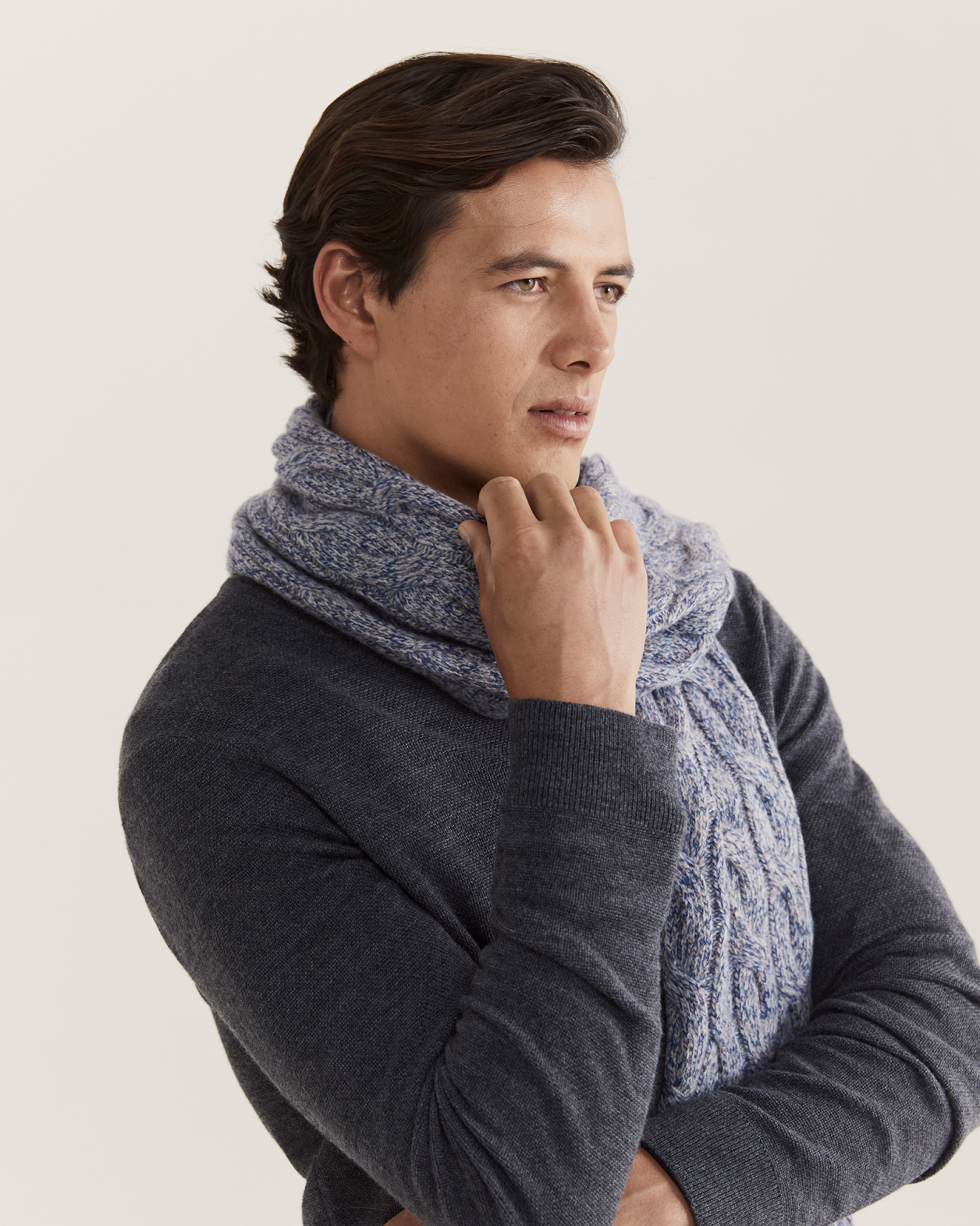 Marlow Wool Cable Scarf in BLUE
