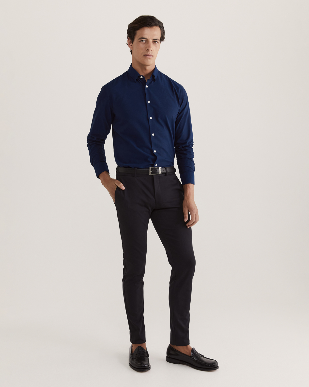 Christopher Oxford Long Sleeve Classic Shirt in NAVY