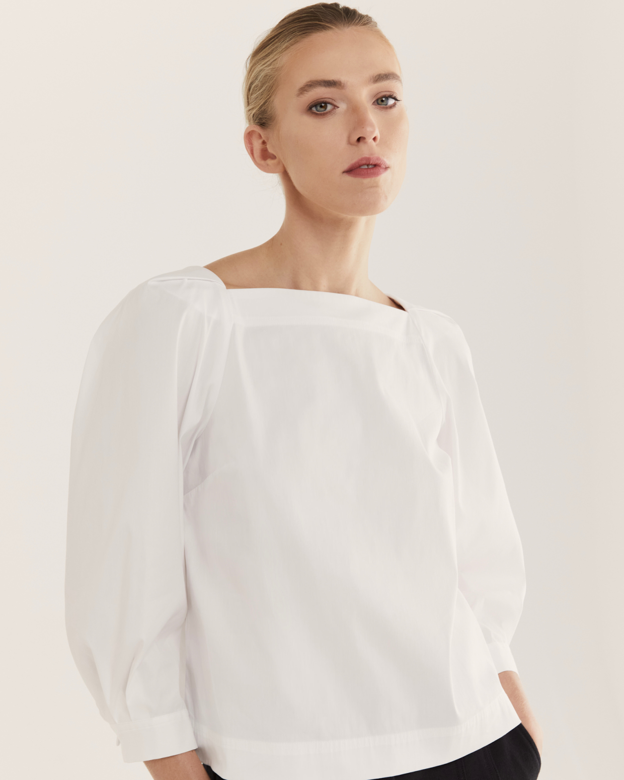 Piper Pleat Sleeve Top in WHITE