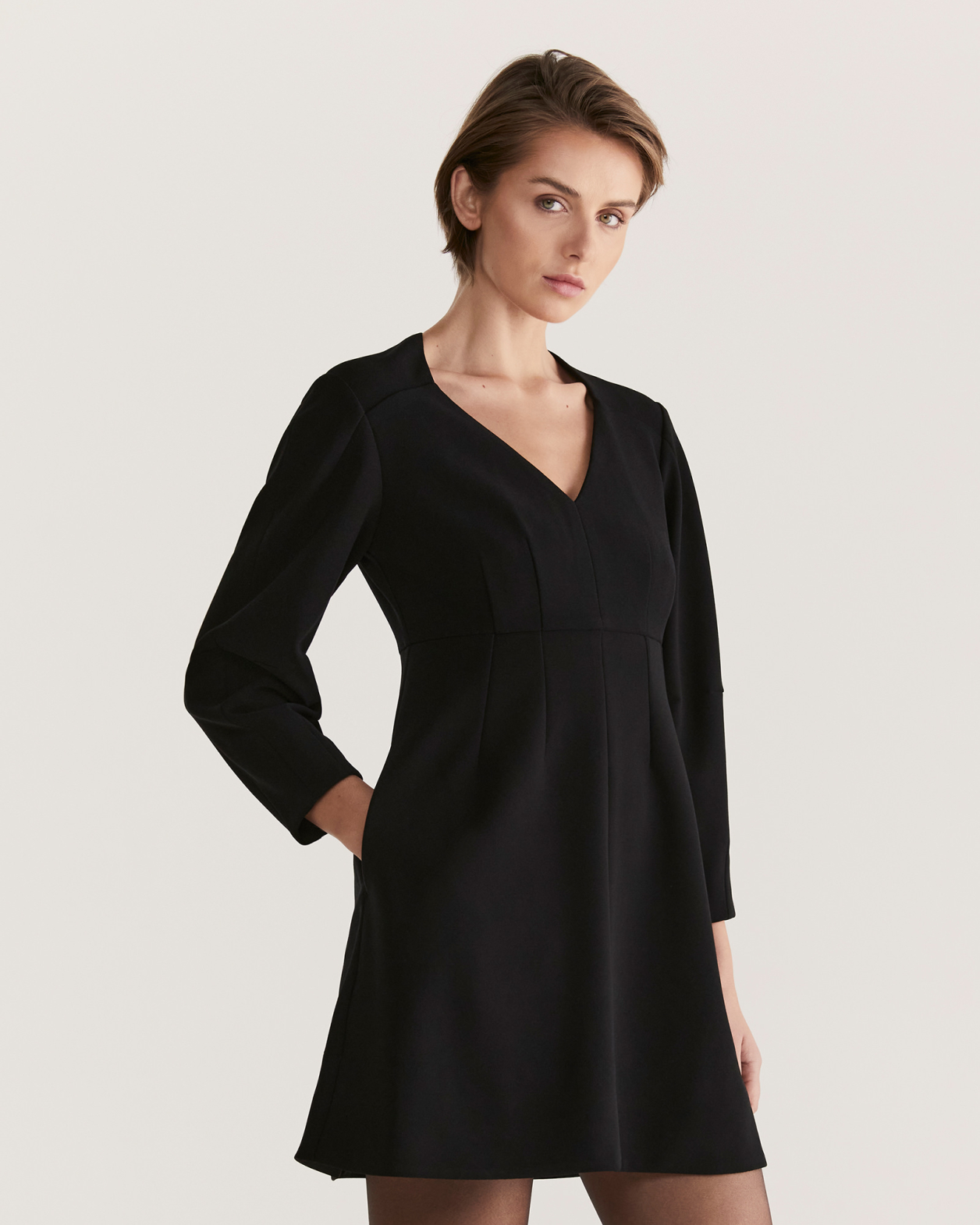 Milla Long Sleeve Mini Dress in BLACK