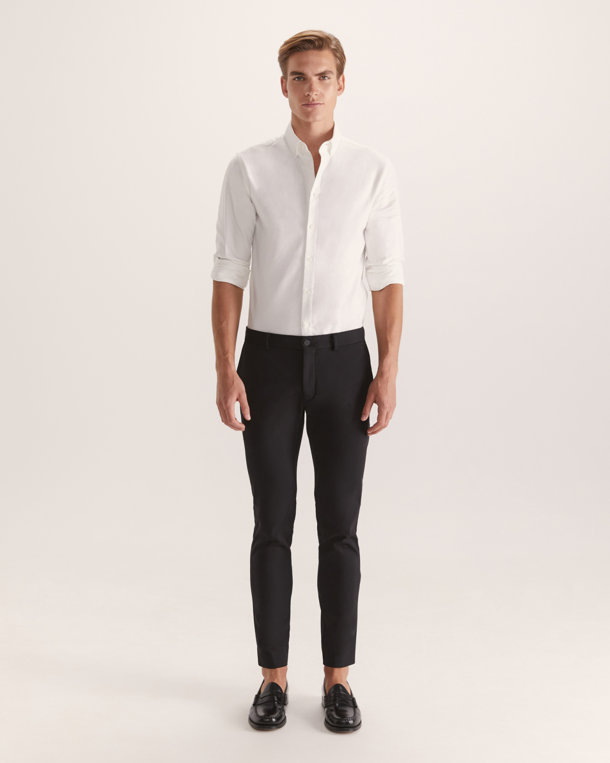 Aaron Long Sleeve Slim Smart Shirt in WHITE