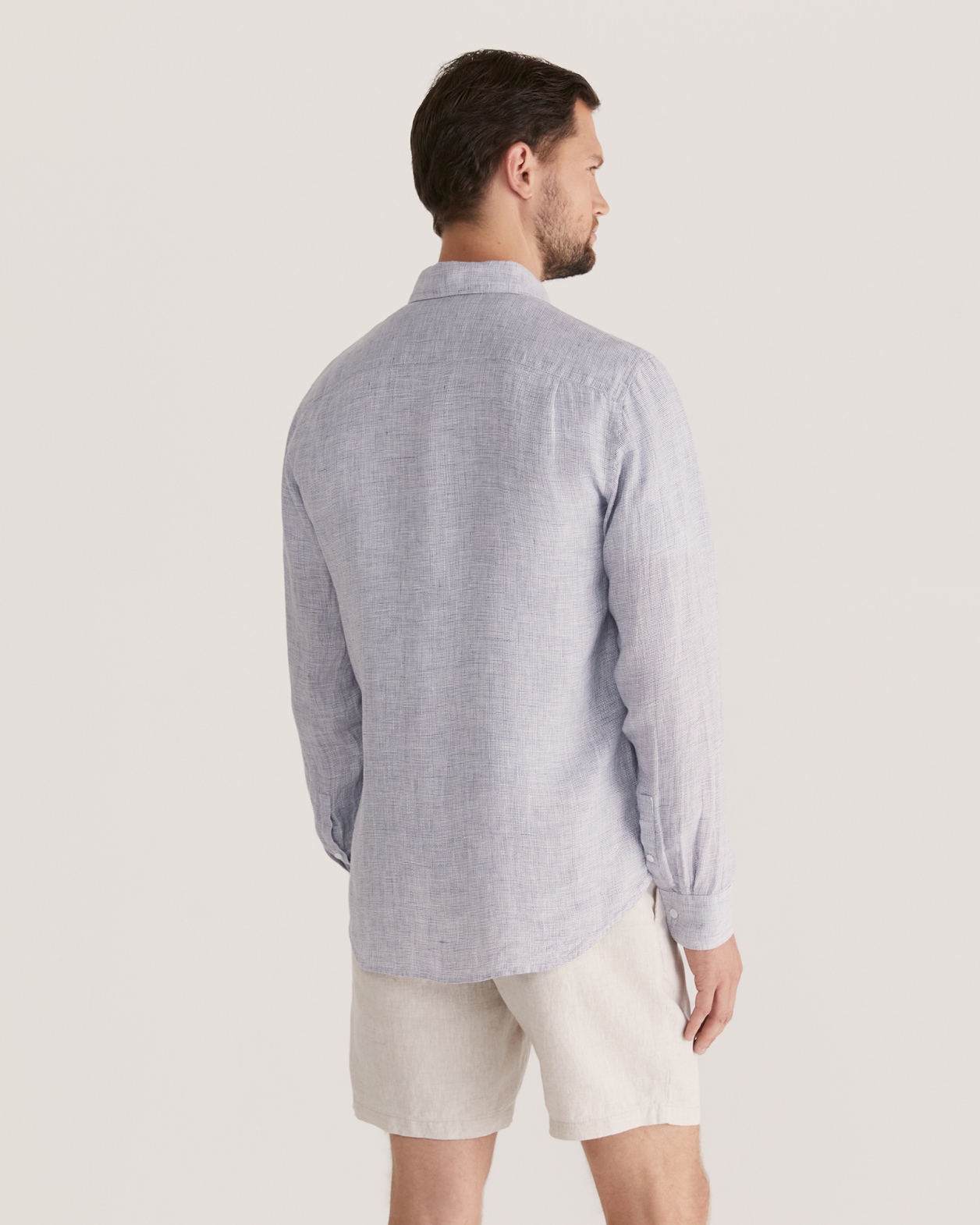 Anderson Classic Yarn Dyed Linen Shirt in STORM BLUE