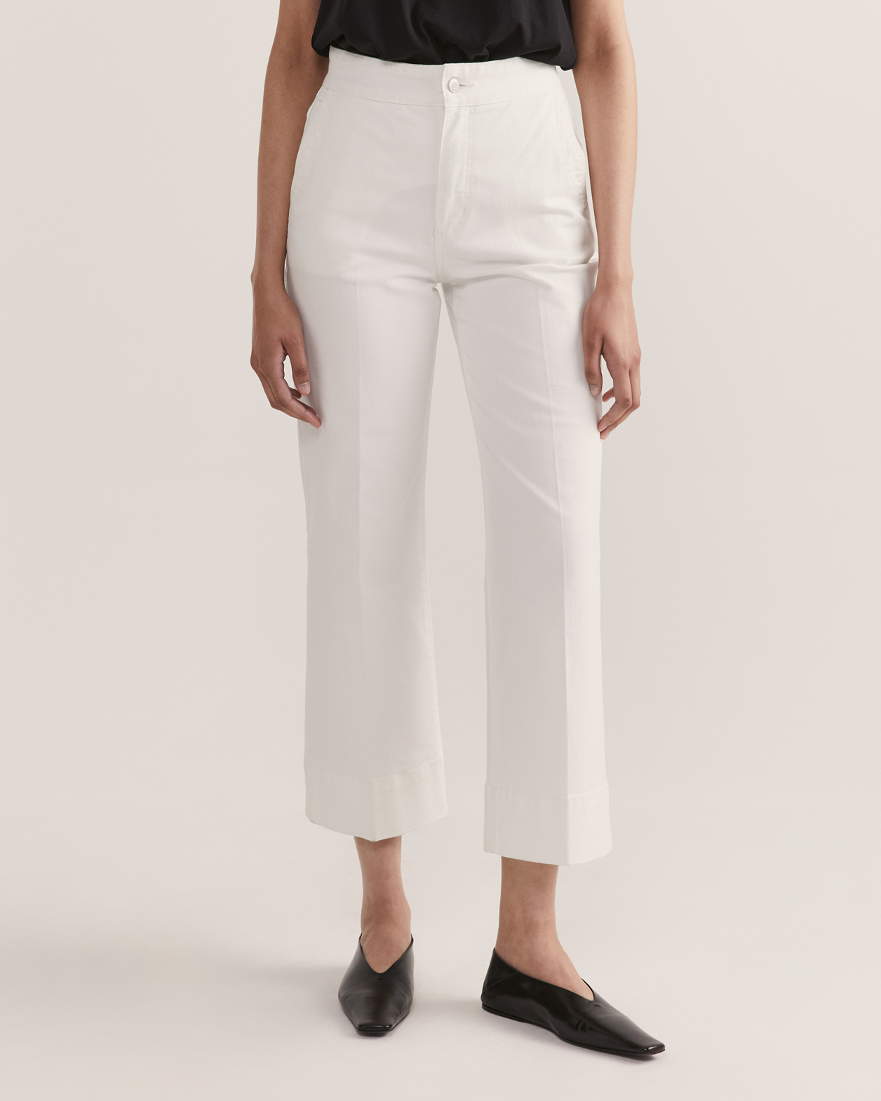 Ava Cropped Wide Leg Jean in WHITE